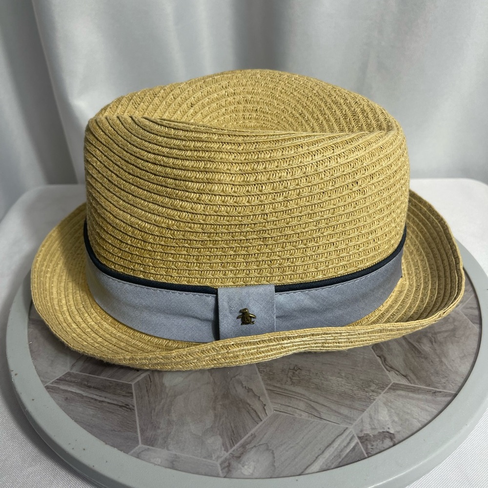 Original Penguin Yellow Fedora Hat with Gray Band